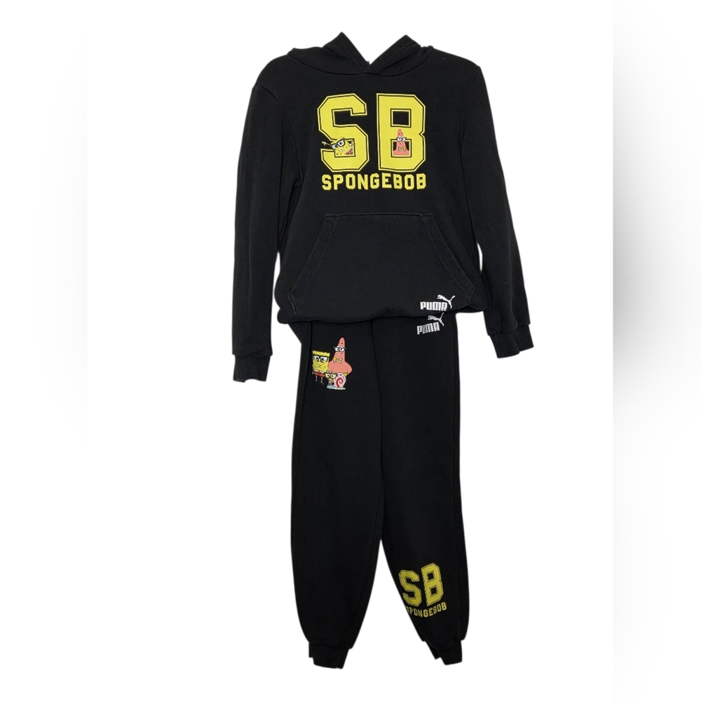 Puma Kids Black SpongeBob Jogger Set Sz 7/8 Y